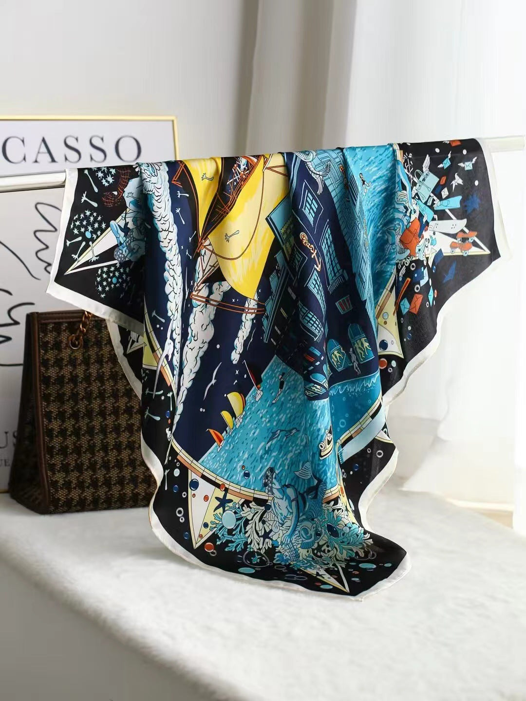 Intellektuelles elegantes leichtes Luxus-Geschenk Seidentuch kleines quadratisches Handtuch Seidenschal